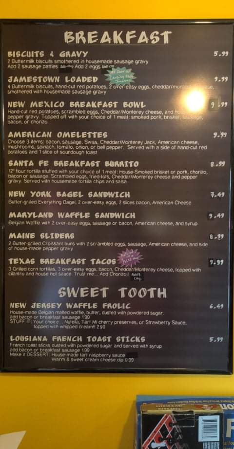 Fidlers on the Grand Restaurant menu board