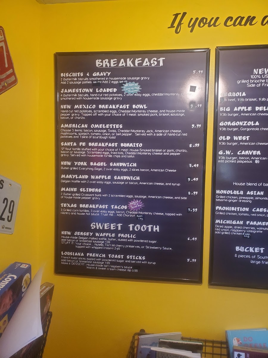 Fidlers on the Grand Restaurant menu board