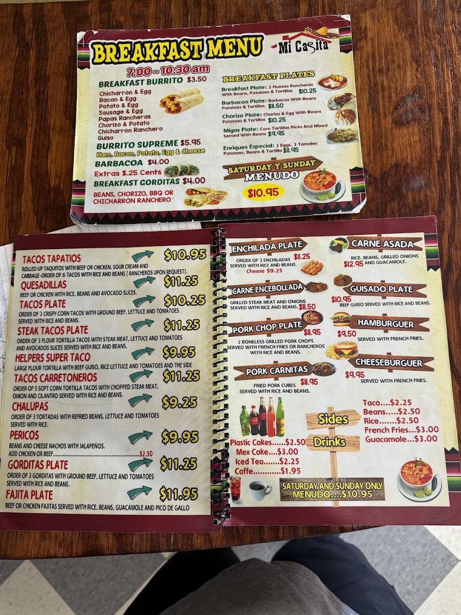 Taqueria Mi Casita menu board