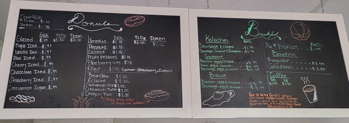 Ozona Donuts & Fast Food menu board