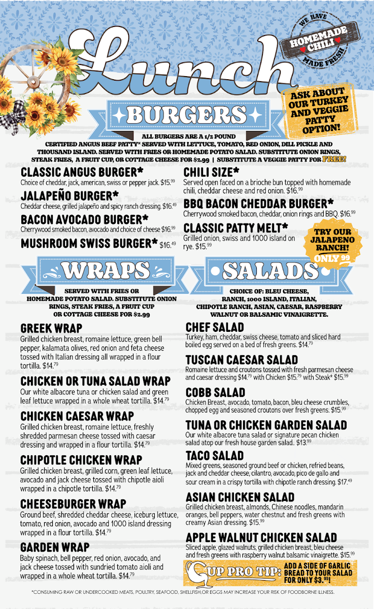 The Cup Cafe menu board
