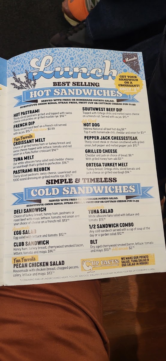 The Cup Cafe menu board