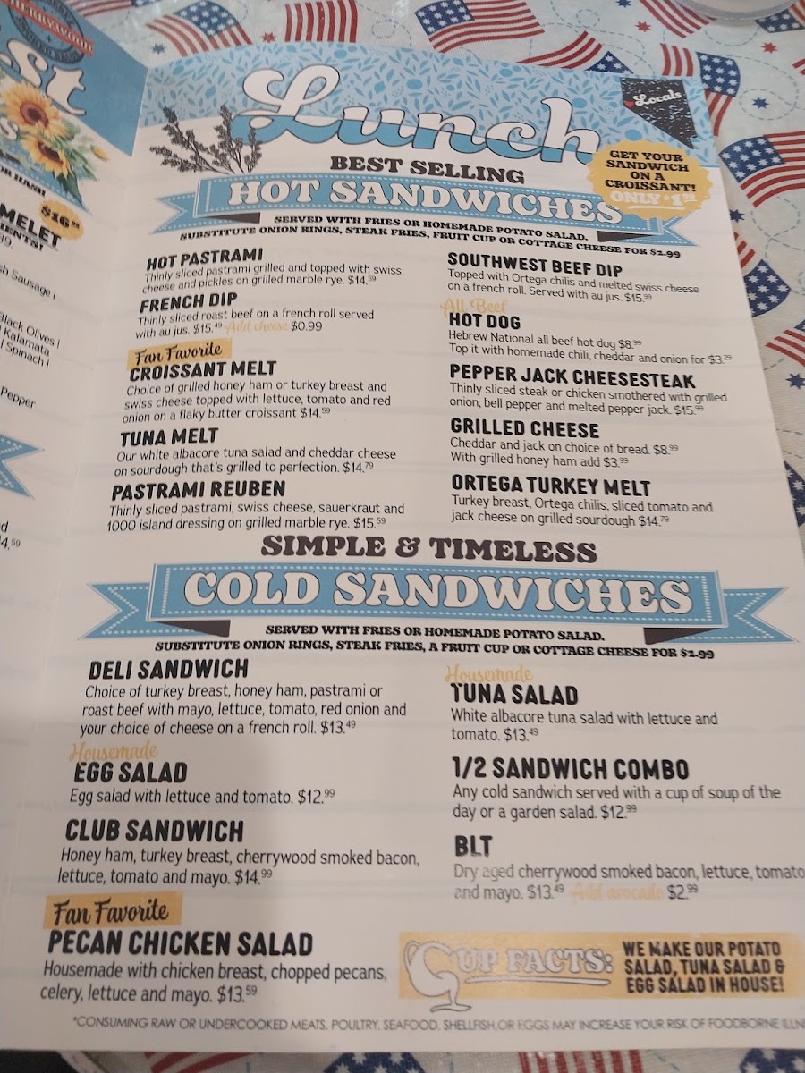 The Cup Cafe menu board