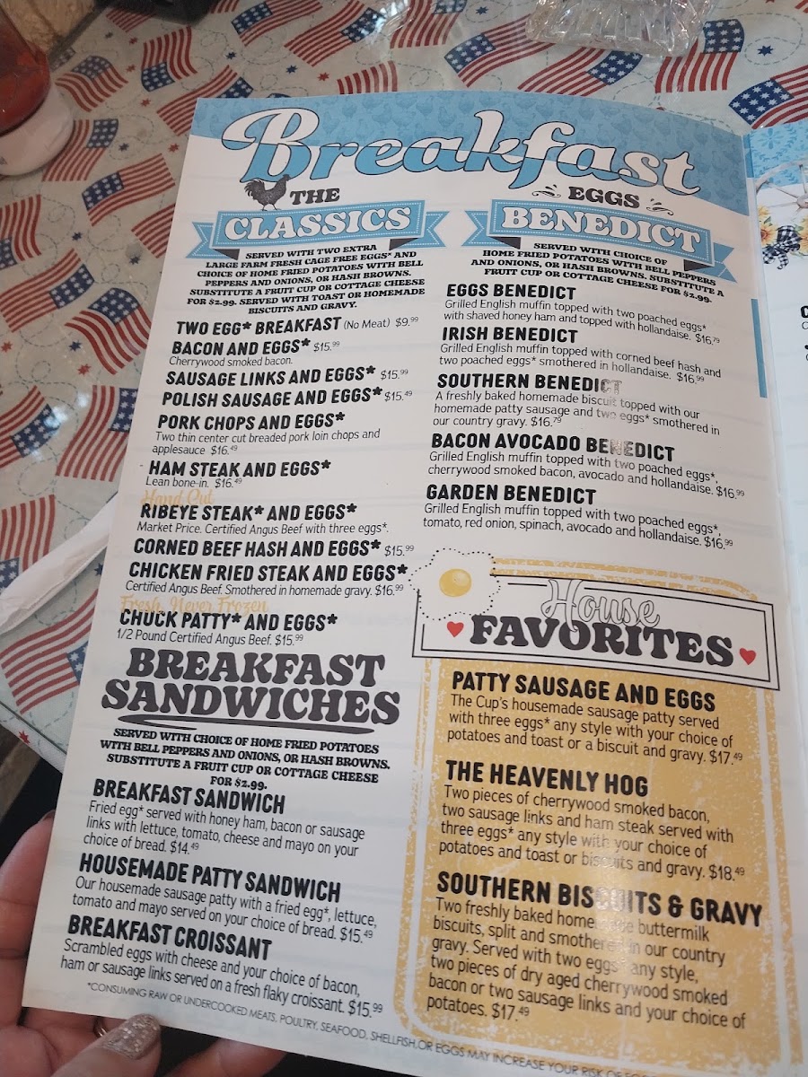 The Cup Cafe menu board
