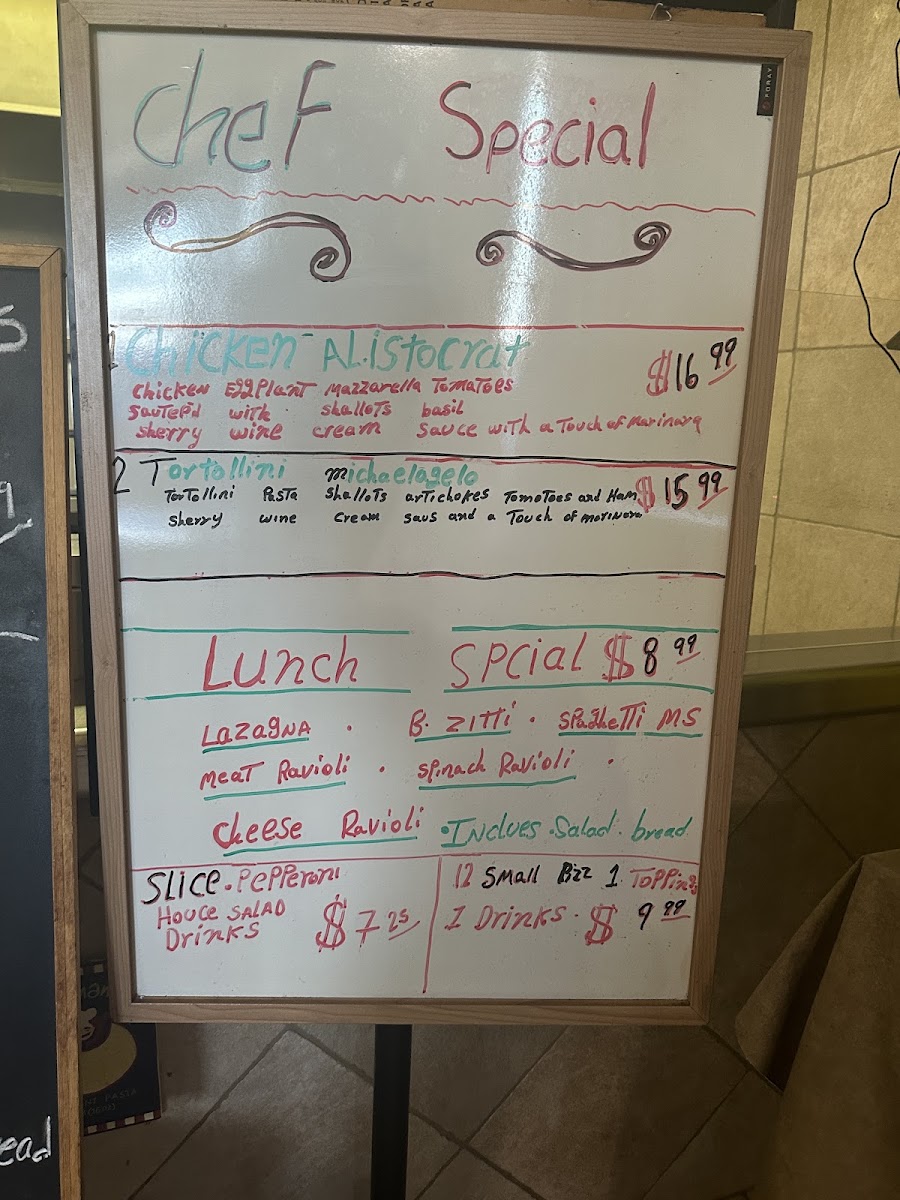 Italia Express Pizza & Pasta menu board