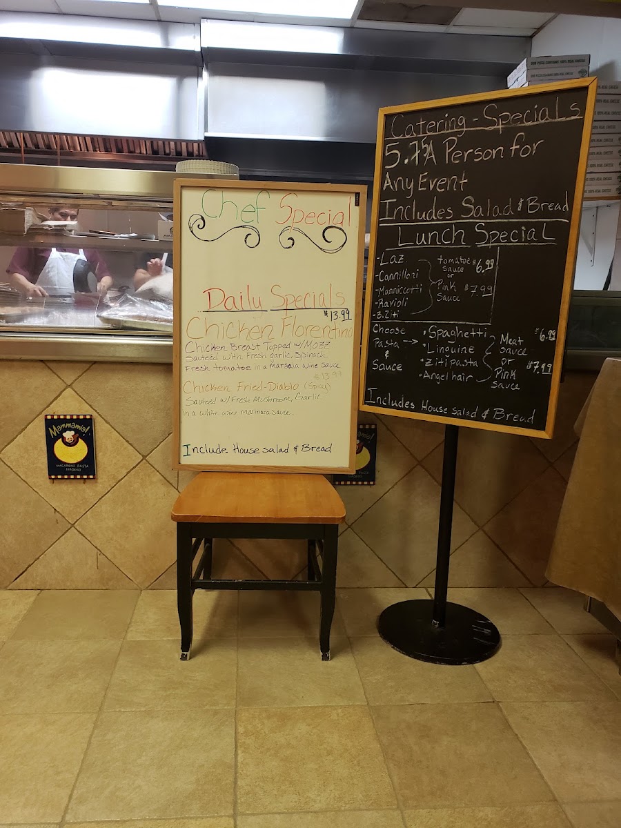 Italia Express Pizza & Pasta menu board