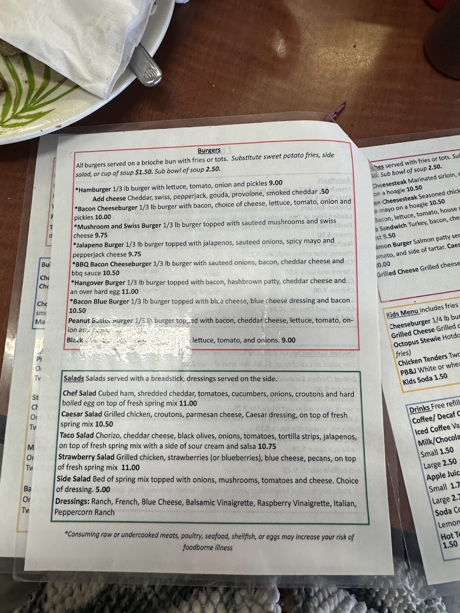 Hummingbird Cafe menu board