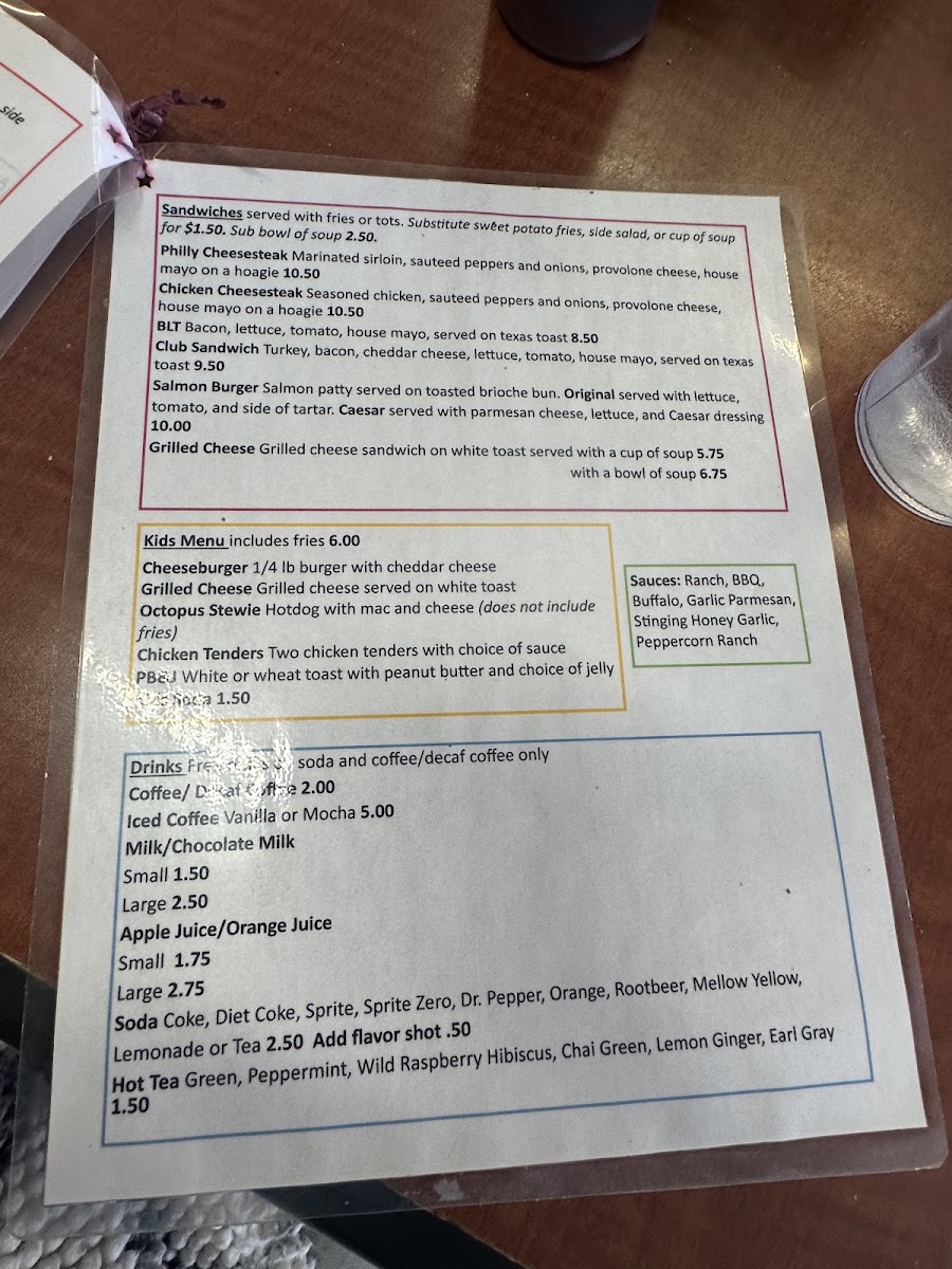 Hummingbird Cafe menu board