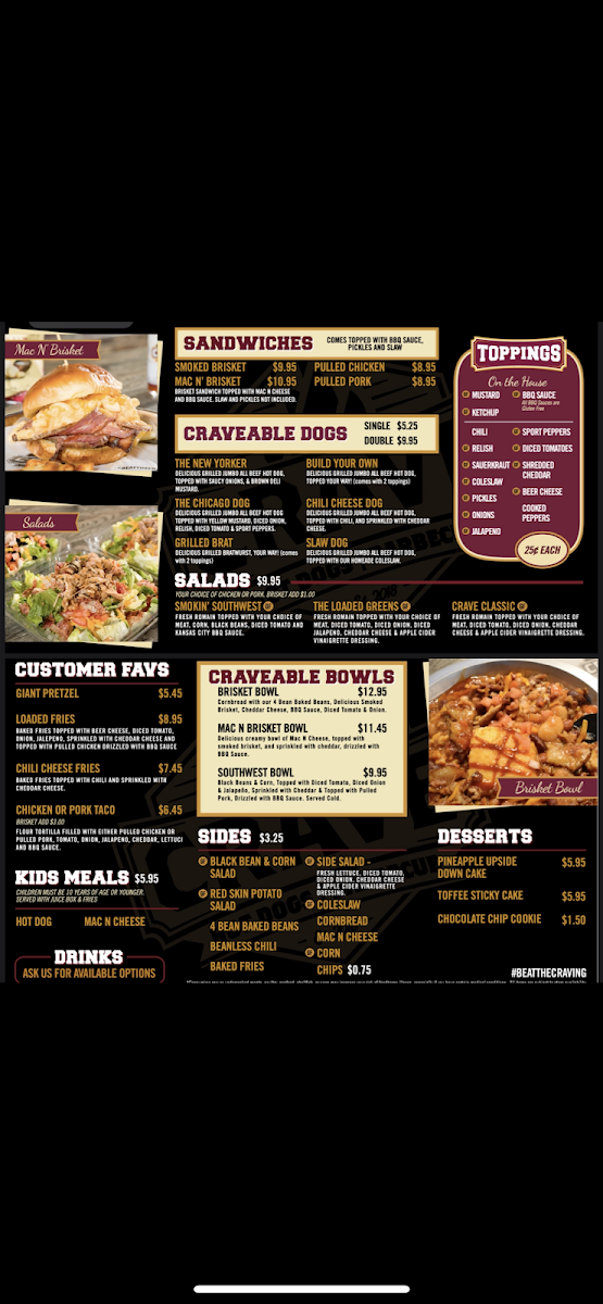 Crave Food Truck menu board