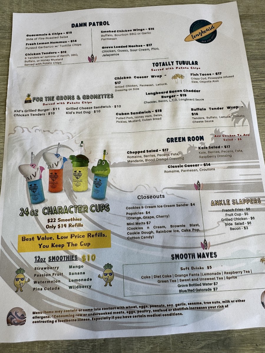 Valencia Restaurant menu board