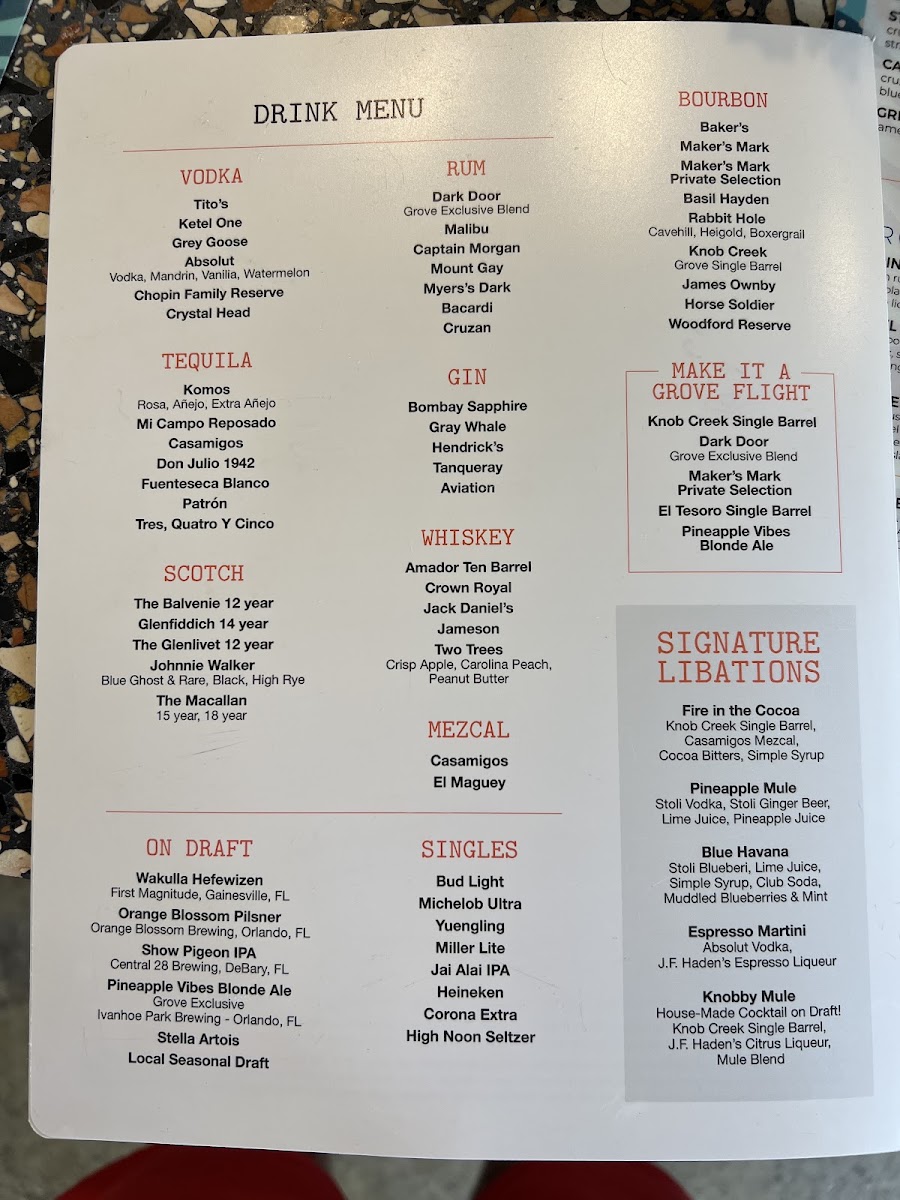 Valencia Restaurant menu board