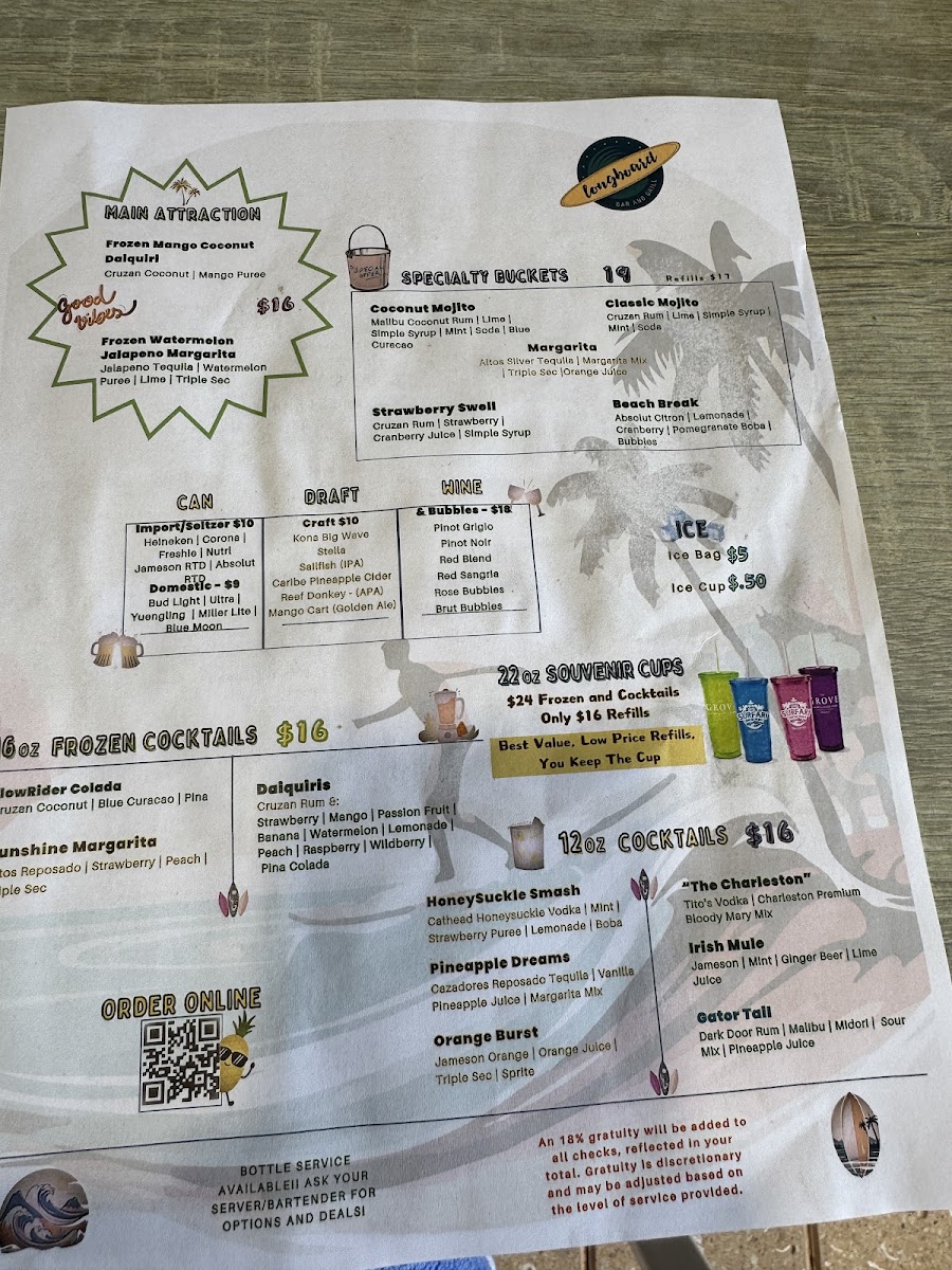 Valencia Restaurant menu board