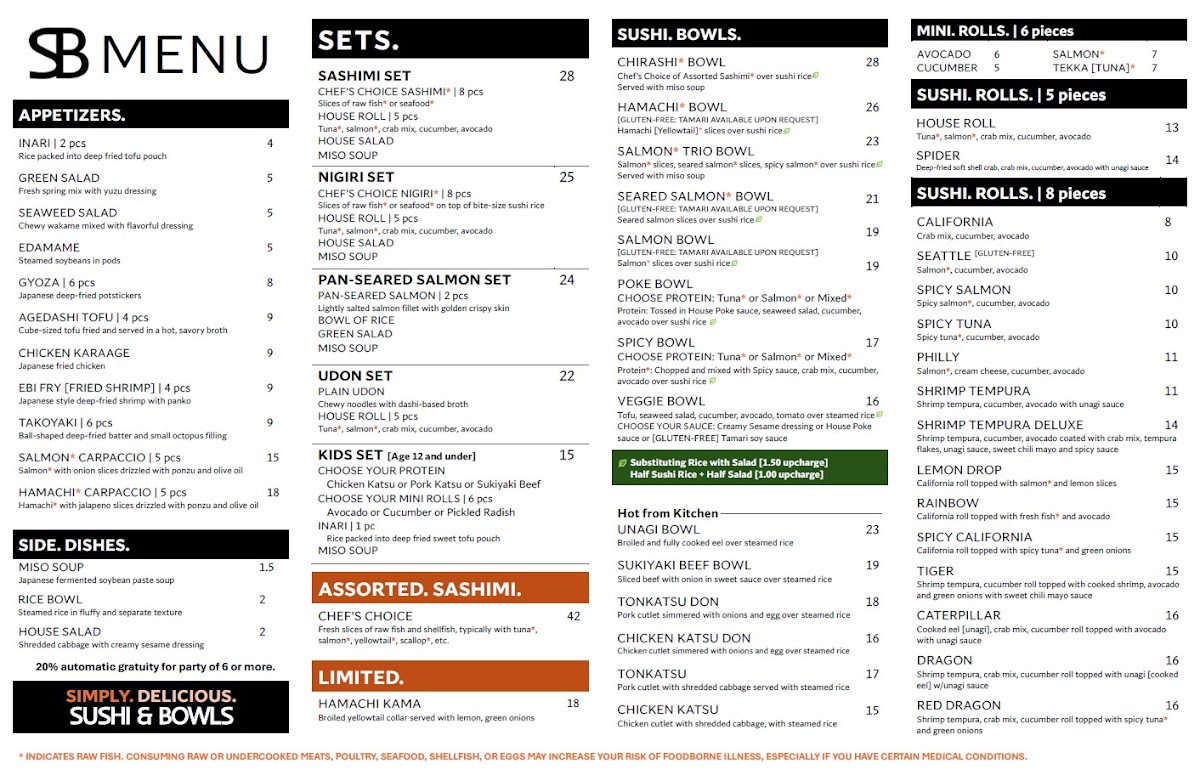 SUSHI & BOWLS menu board