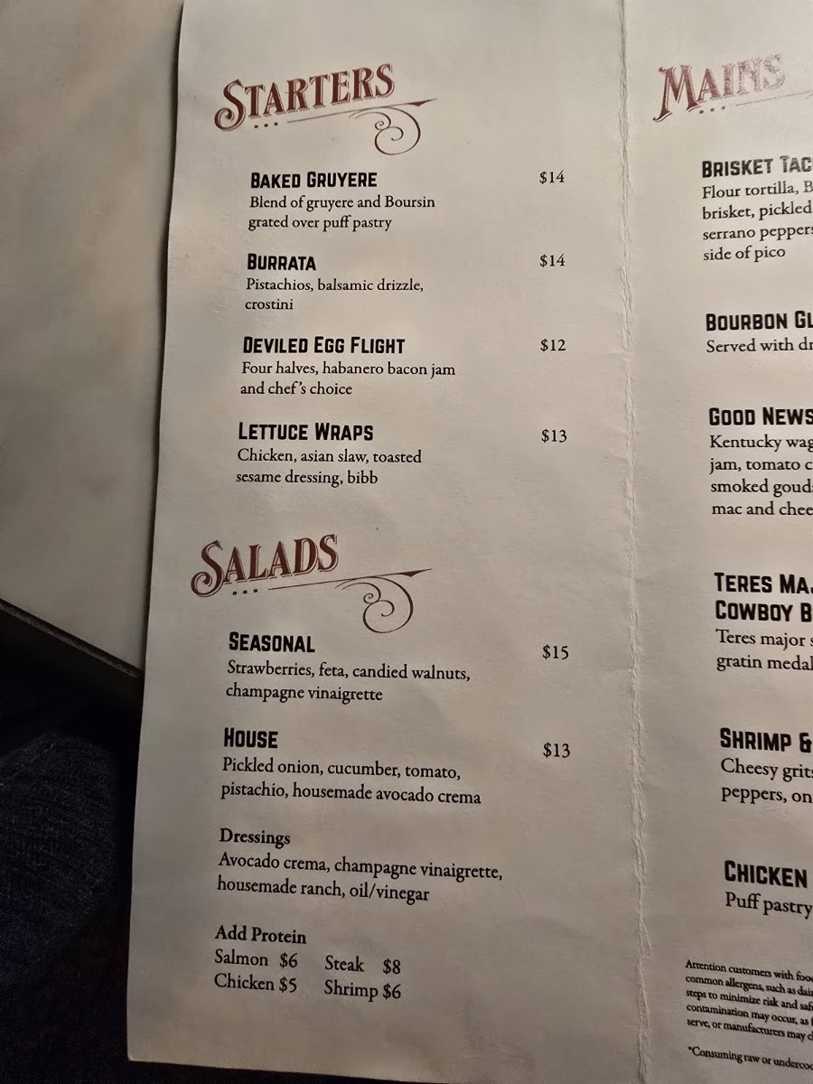 The Bourbon Gospel menu board