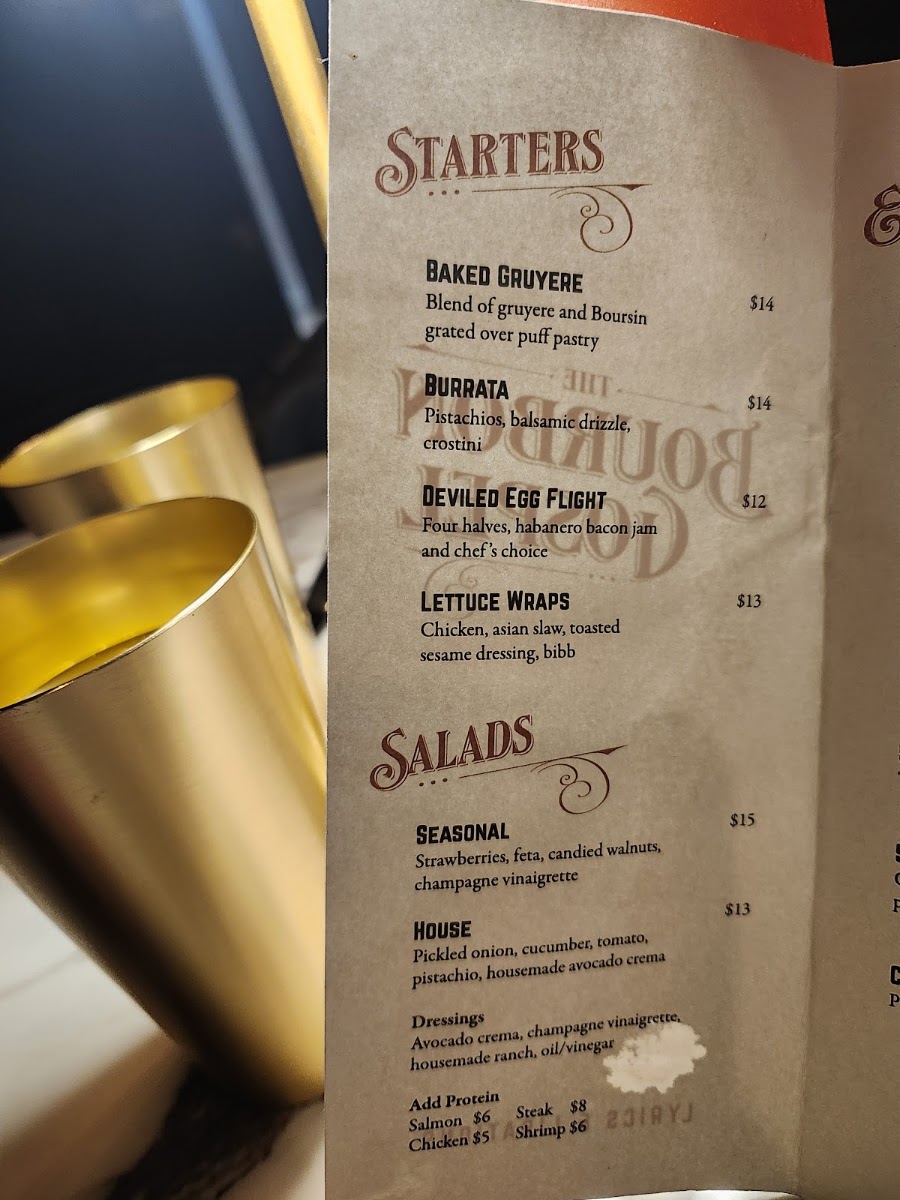 The Bourbon Gospel menu board