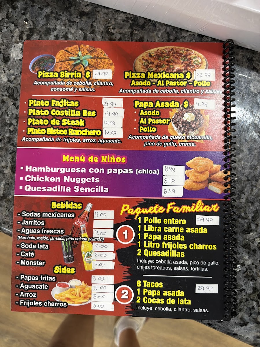 Castañeda's Kitchen / Pollo Aki Toy menu board