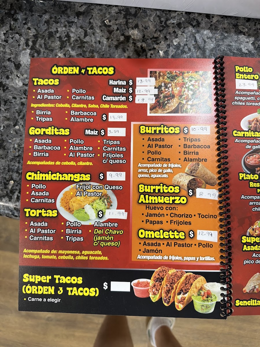Castañeda's Kitchen / Pollo Aki Toy menu board