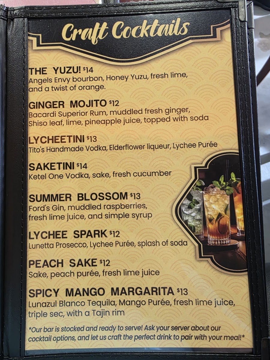 Reeko’s Sushi Bar & Thai Cuisine menu board