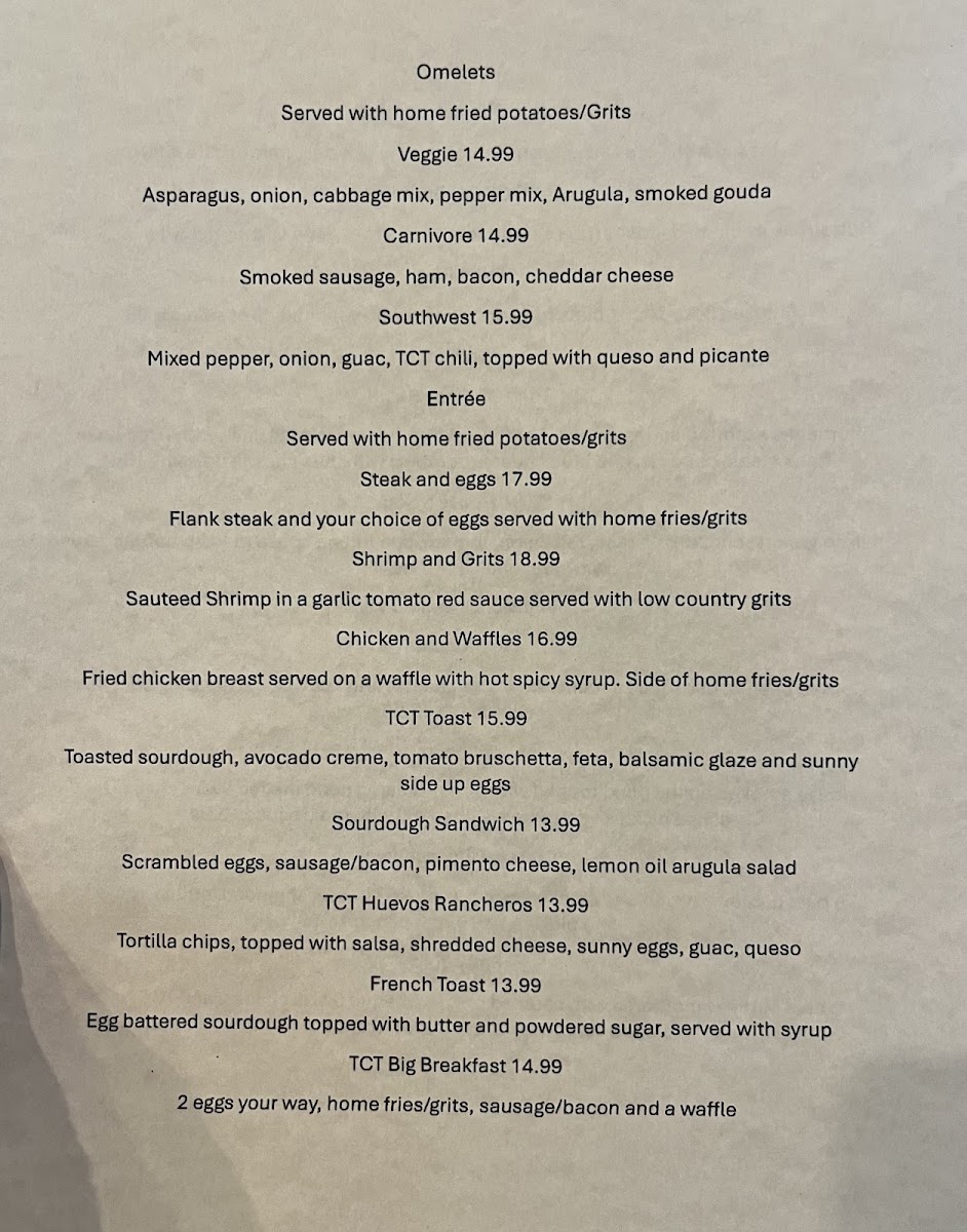 Towne Center Tavern menu board