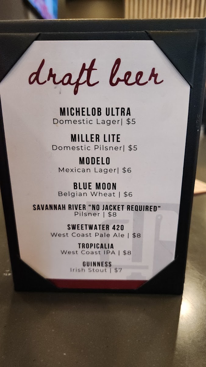 Towne Center Tavern menu board