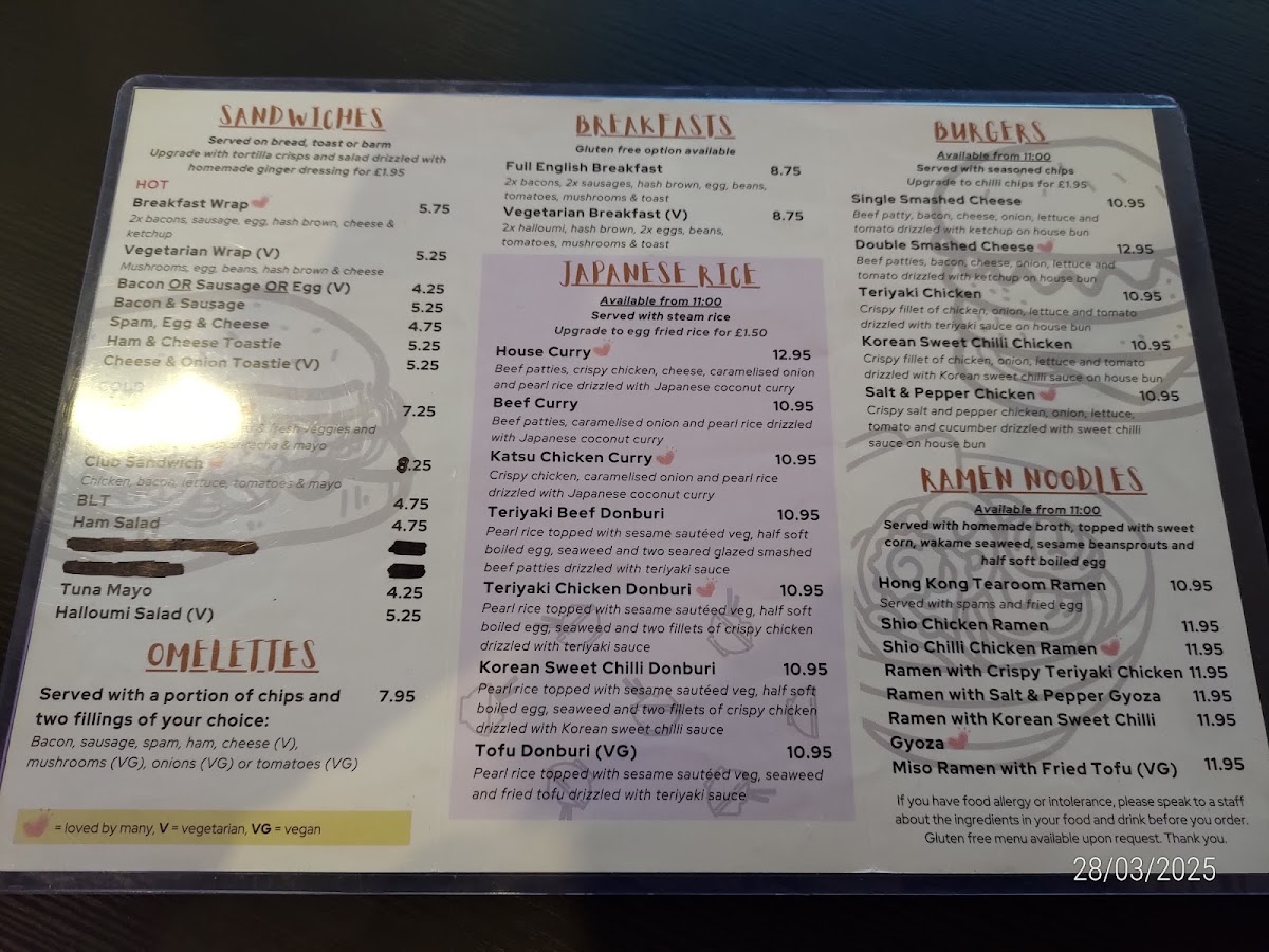 Serena's menu board