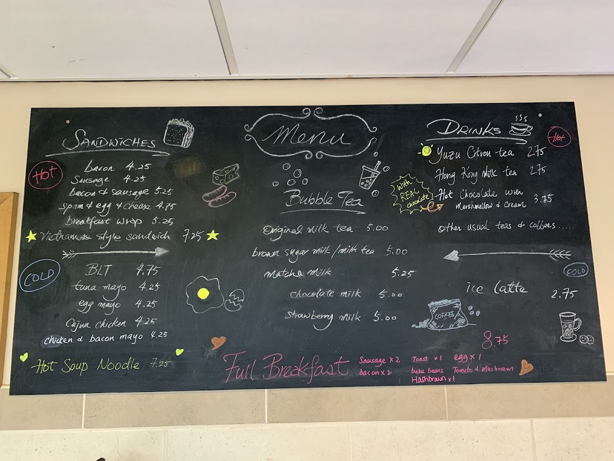 Serena's menu board