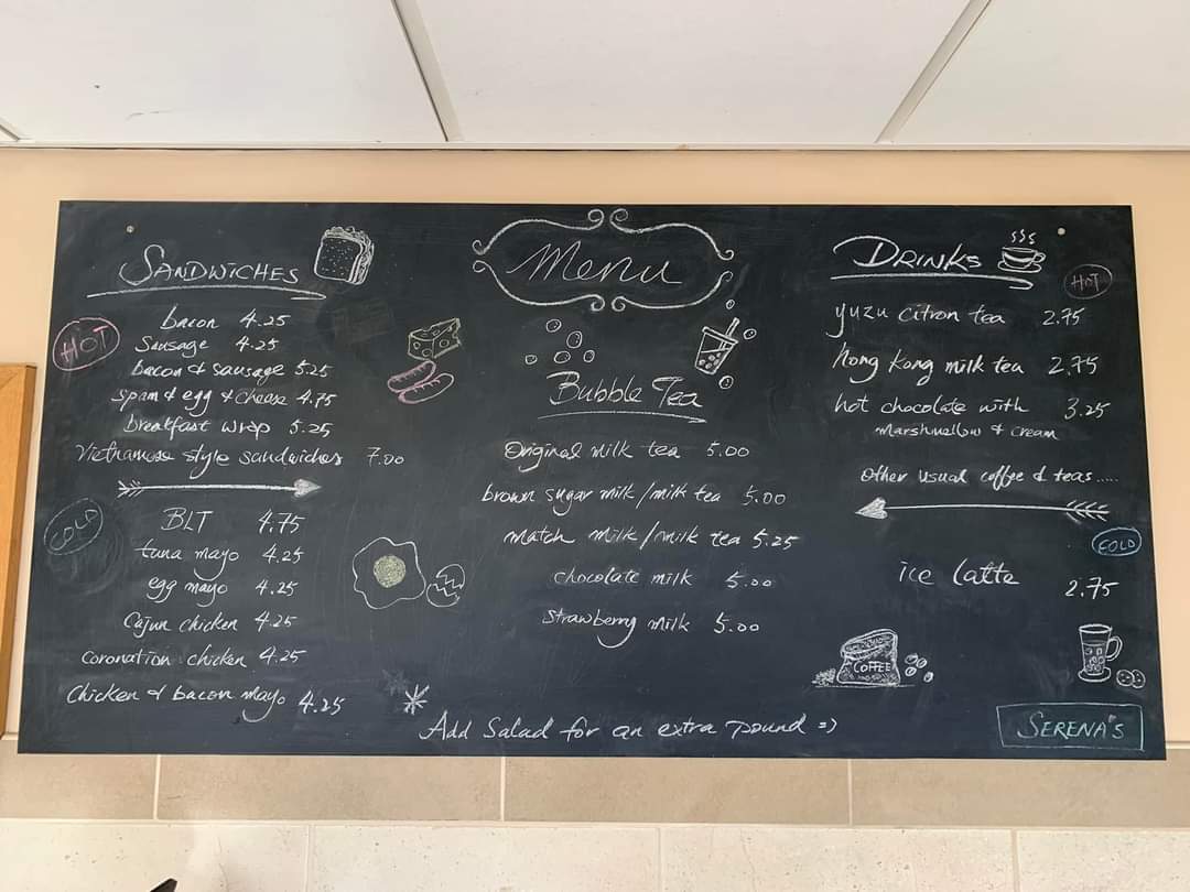 Serena's menu board