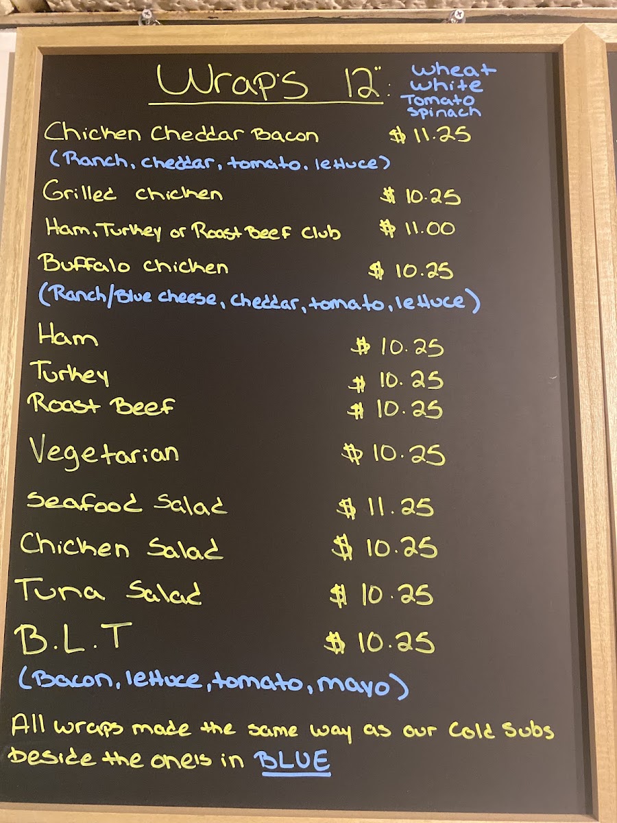 Mikes Mr. Subs menu board