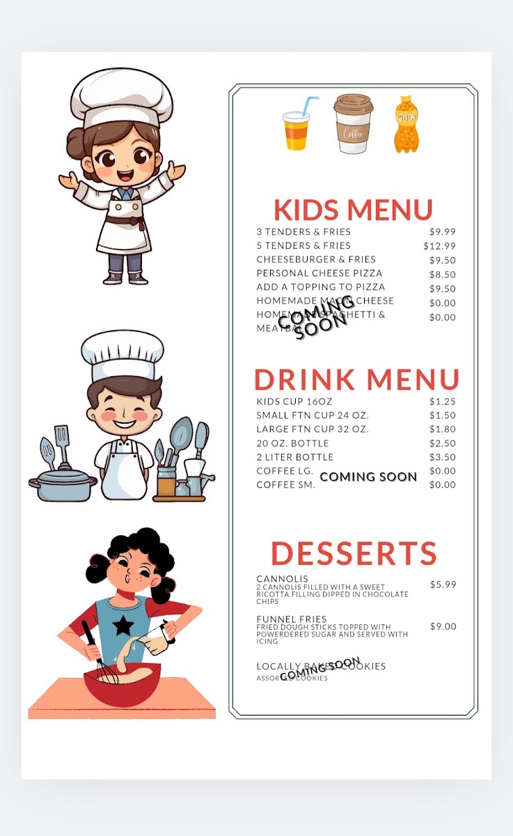 June's Café and Pizzeria | Italian menu board