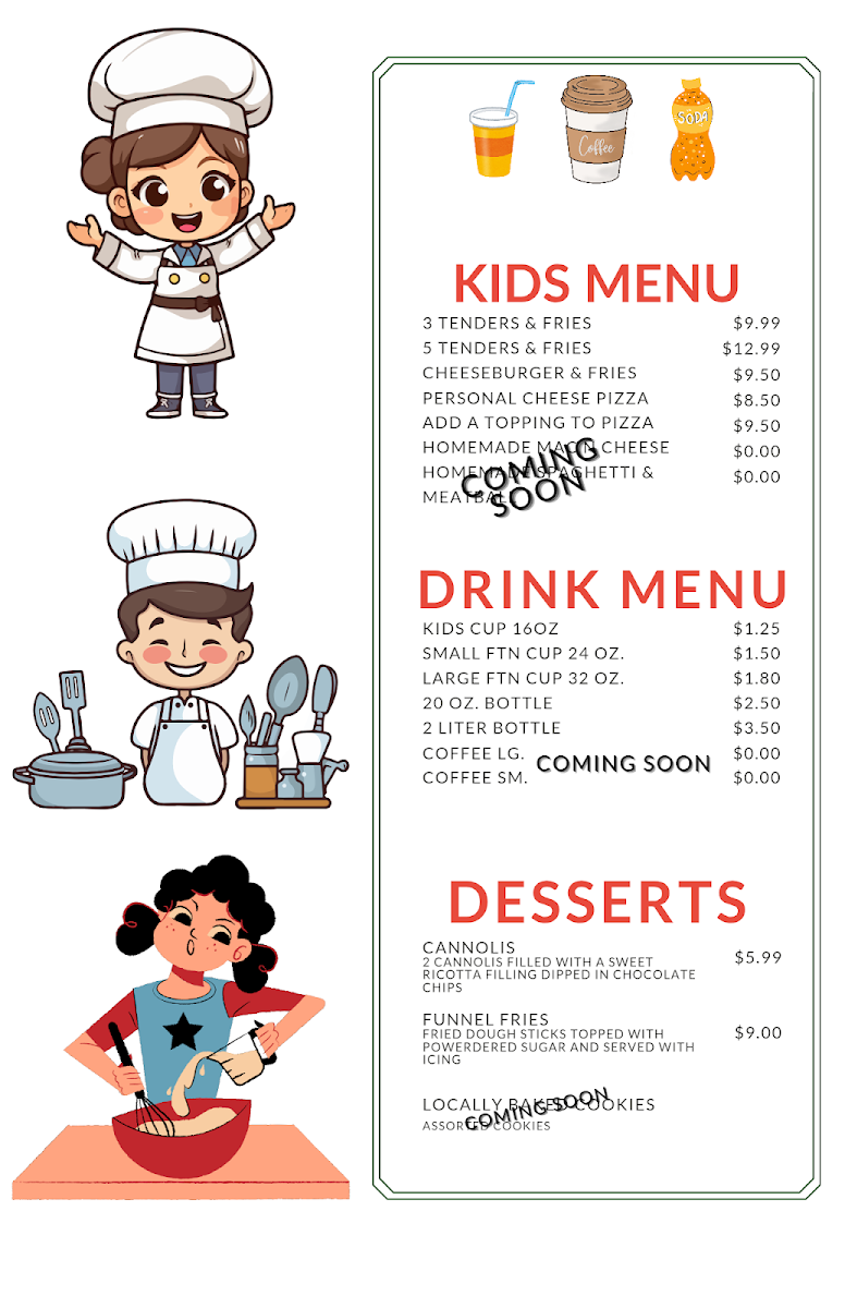 June's Café and Pizzeria | Italian menu board