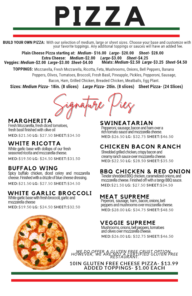 June's Café and Pizzeria | Italian menu board