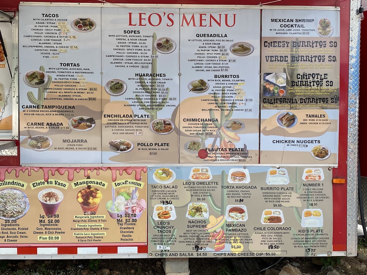 Taqueria Leo's - Lake Fayetteville menu board