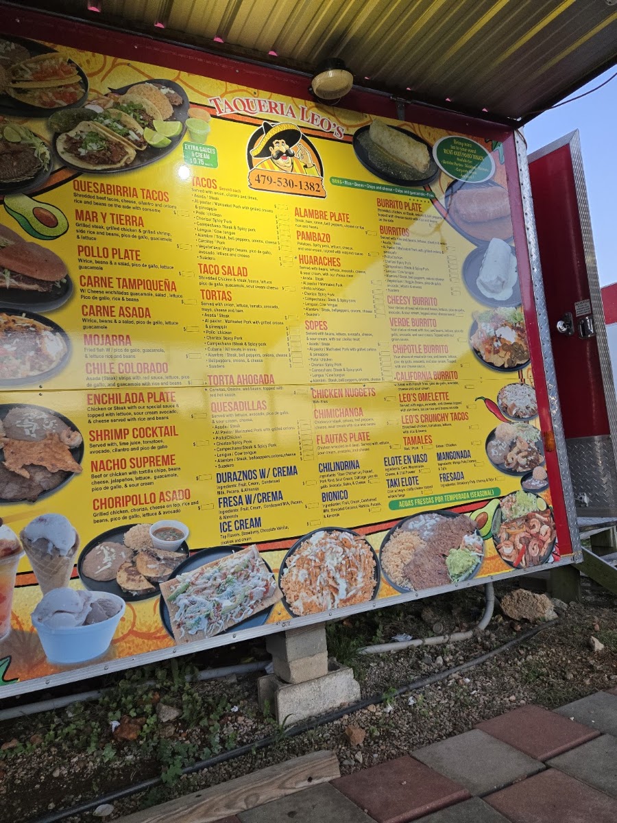 Taqueria Leo's - Lake Fayetteville menu board