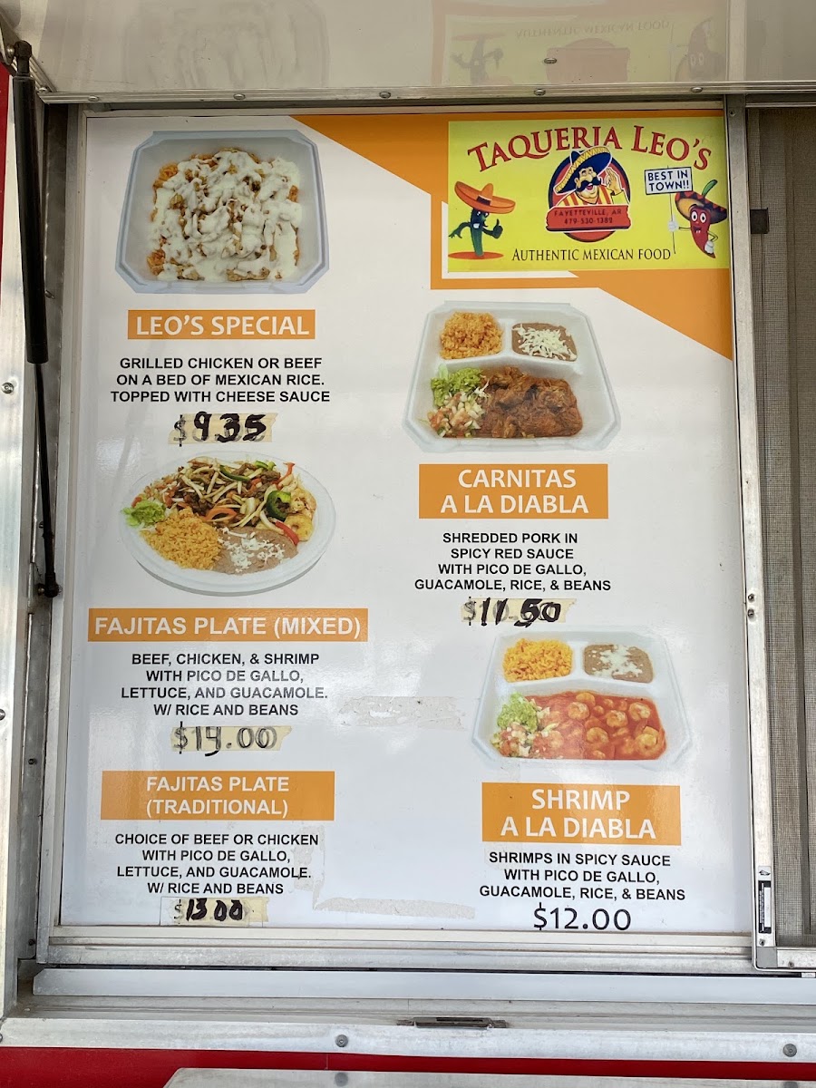 Taqueria Leo's - Lake Fayetteville menu board