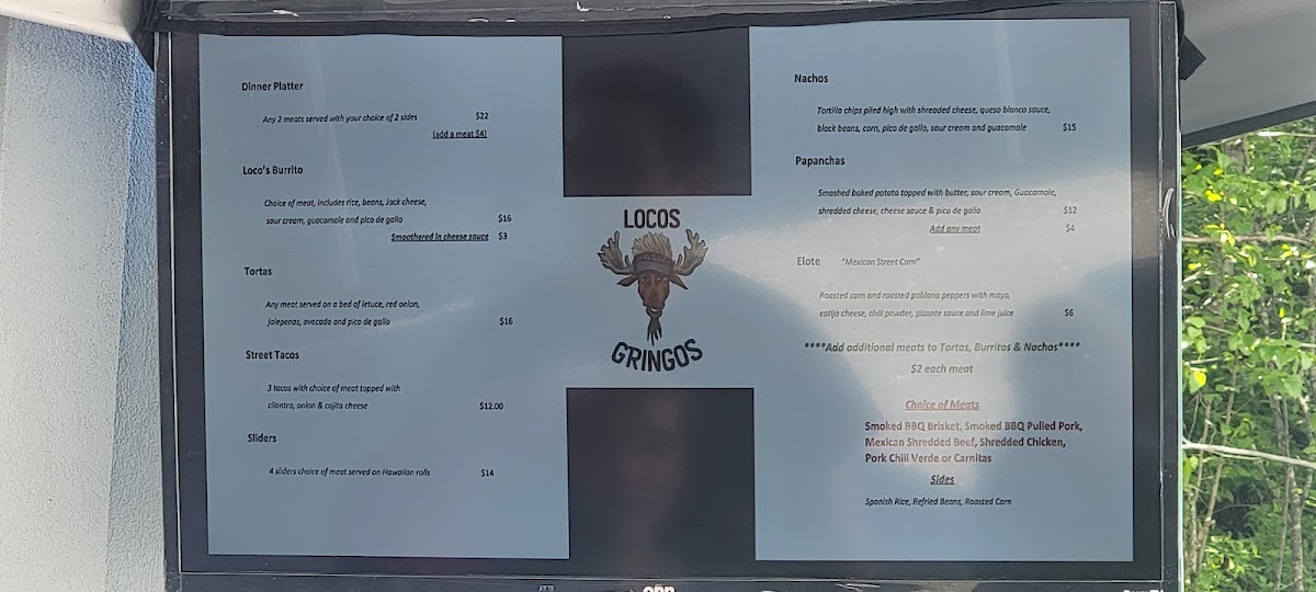 Loco's Gringo's Valdez menu board
