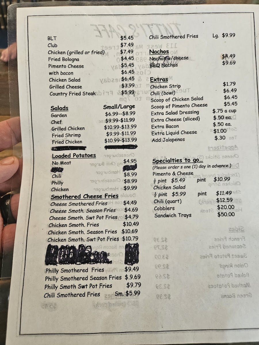 Tutti's menu board