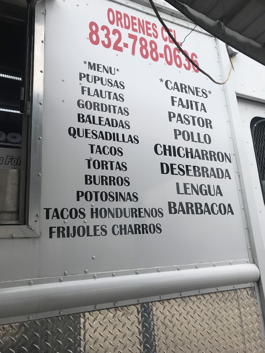 Taqueria El Nuevo Sabor (Food Truck) menu board
