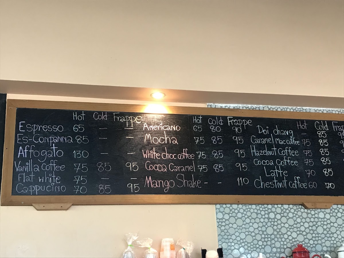 Doi Chaang Coffee menu board