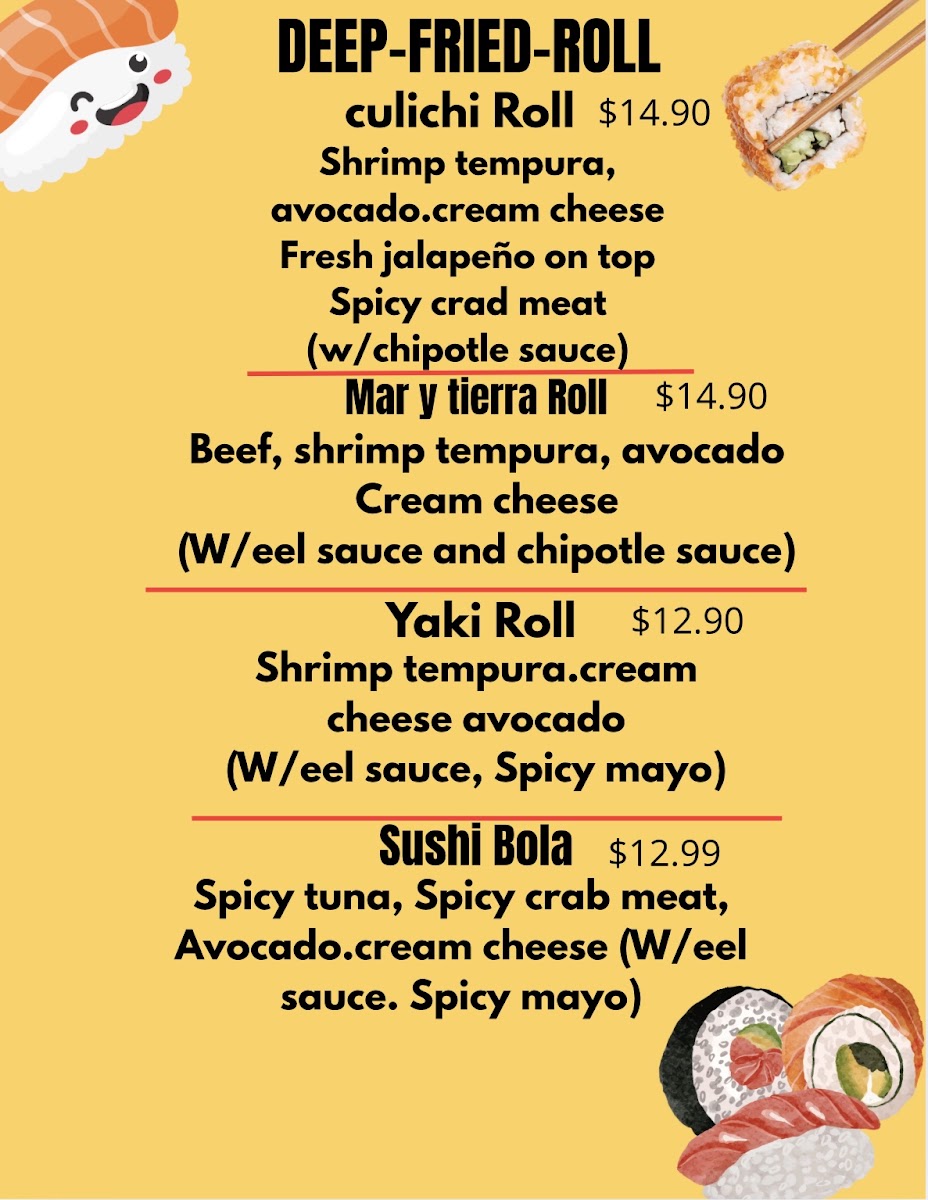 TAKO SUSHI menu board