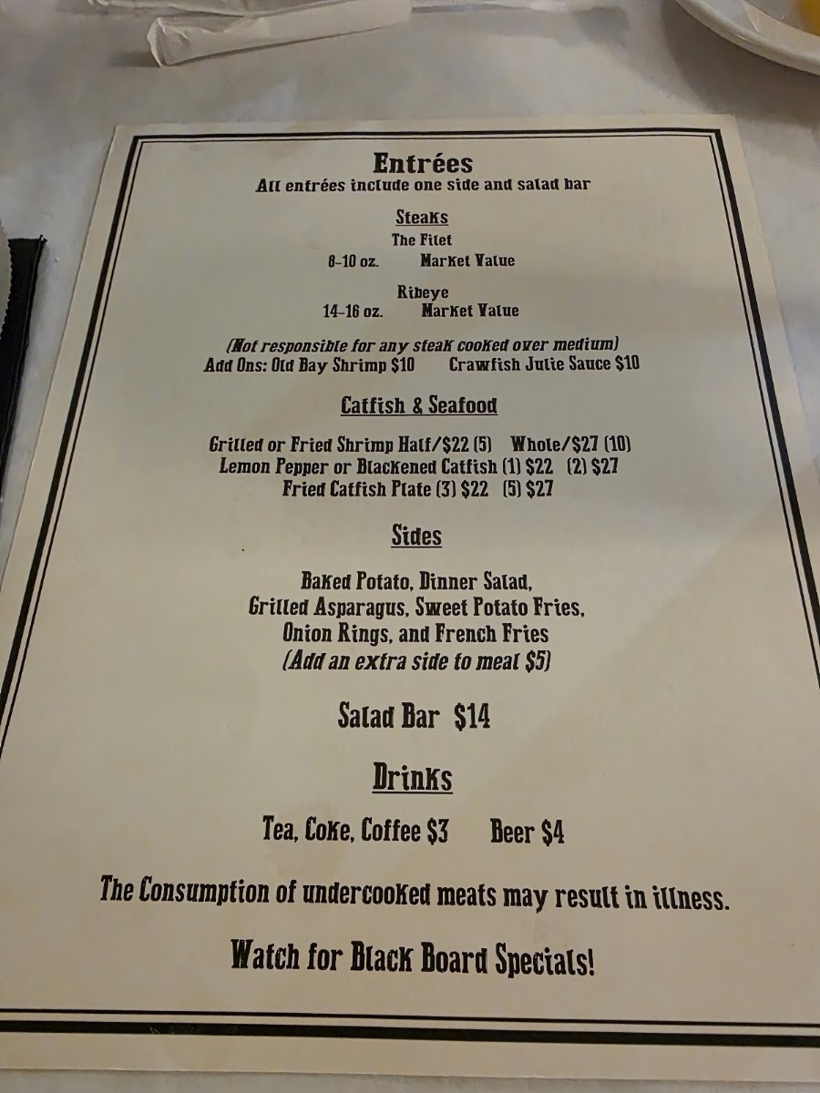 McAnerneys menu board