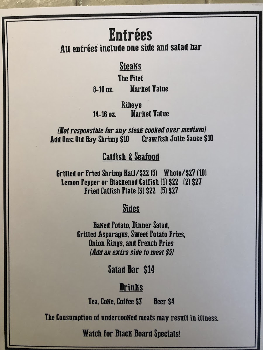 McAnerneys menu board