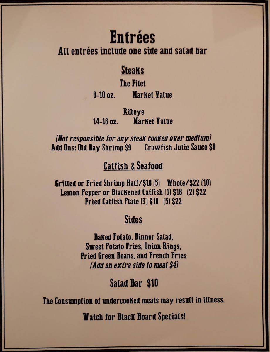 McAnerneys menu board
