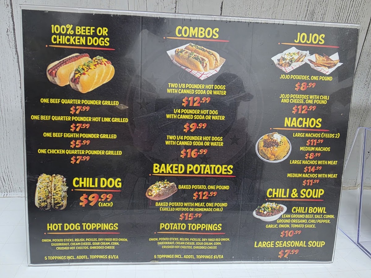 What'sup Dog menu board