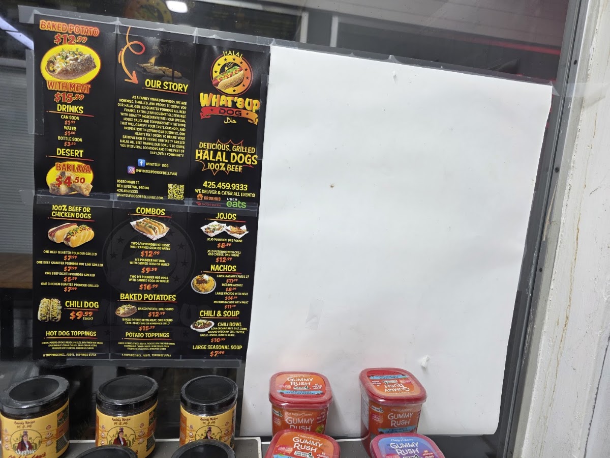 What'sup Dog menu board