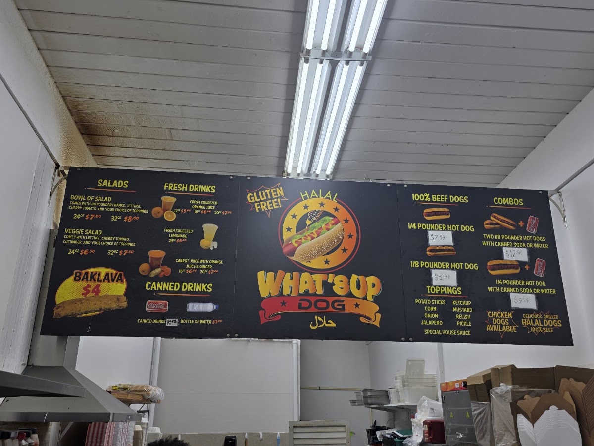 What'sup Dog menu board