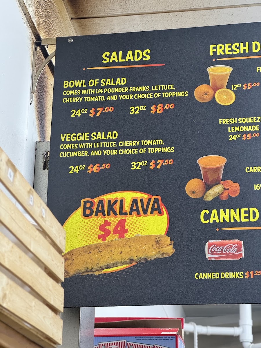 What'sup Dog menu board