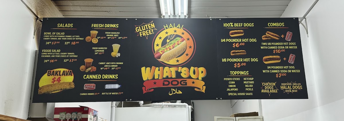 What'sup Dog menu board