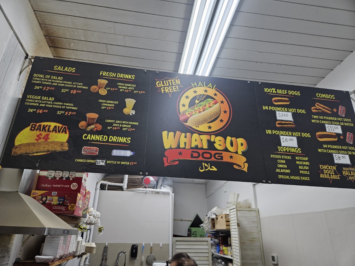 What'sup Dog menu board