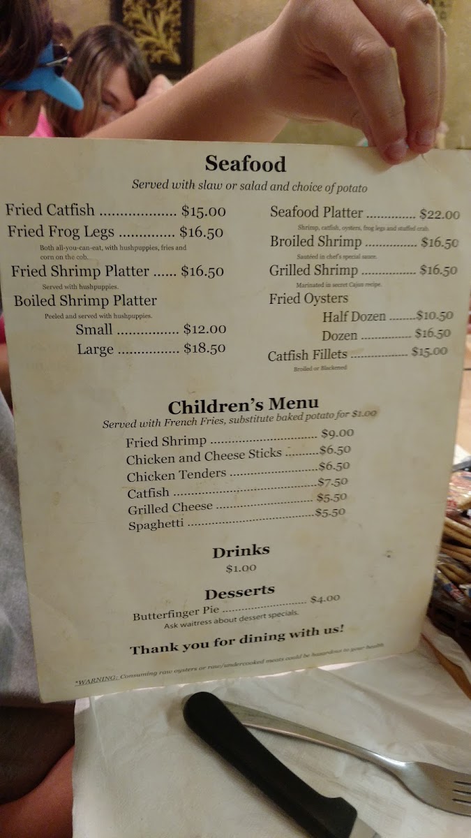 Hilltop Restaurant menu board
