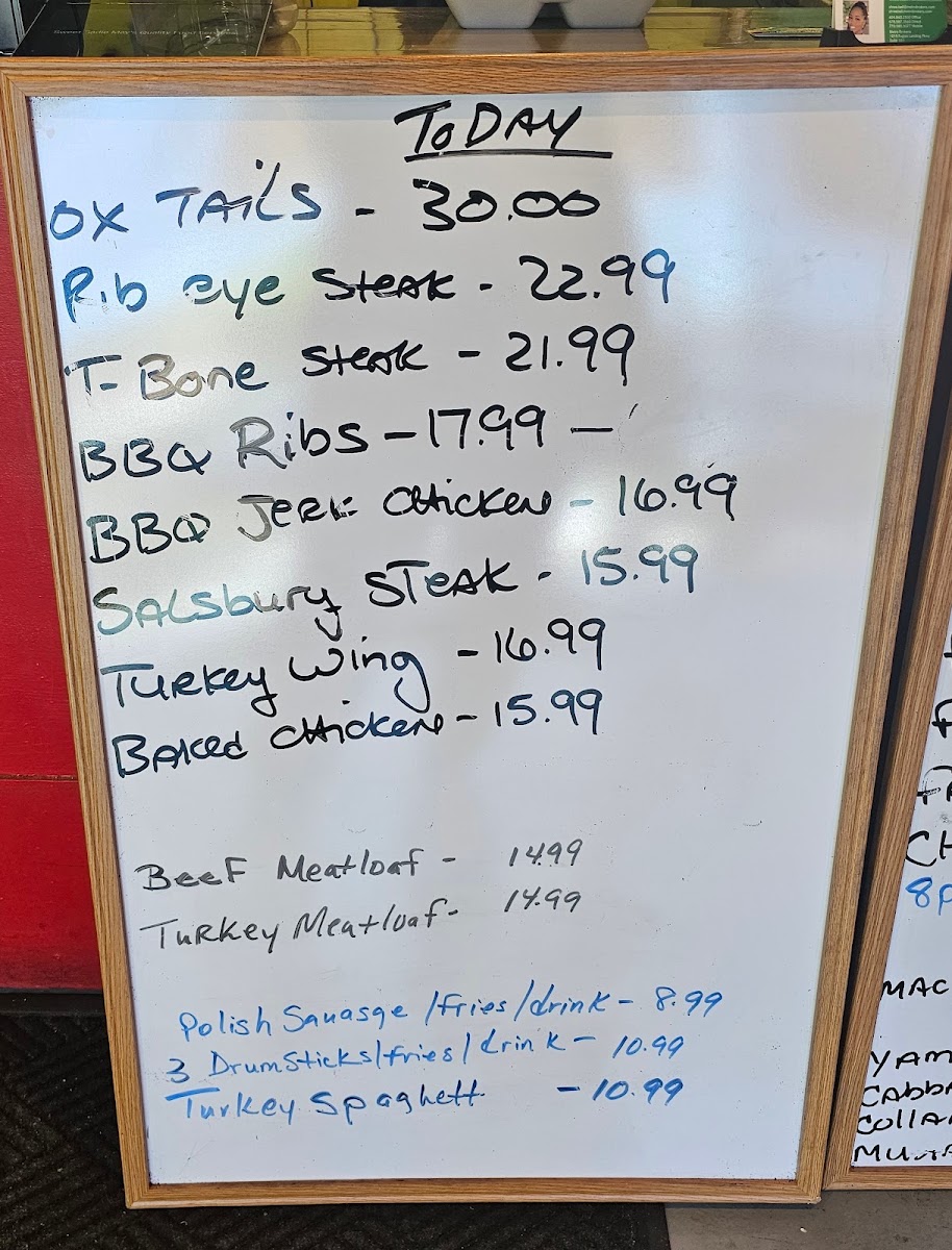 Sweet Sadie May's menu board